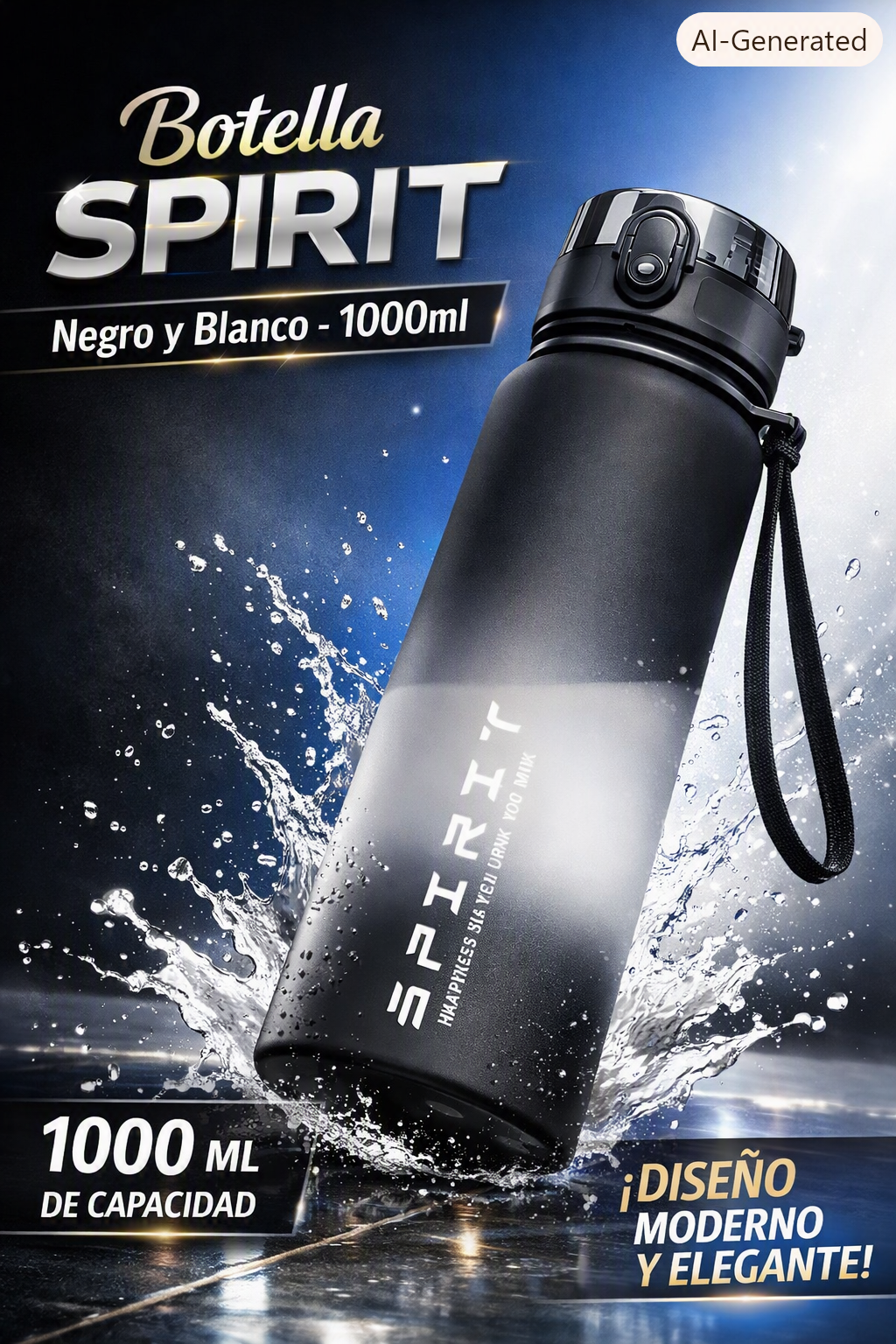Botella de Agua Deportiva con Degradado – Gran Capacidad, Resistente al Calor, para Niños, Estudiantes y Fitness