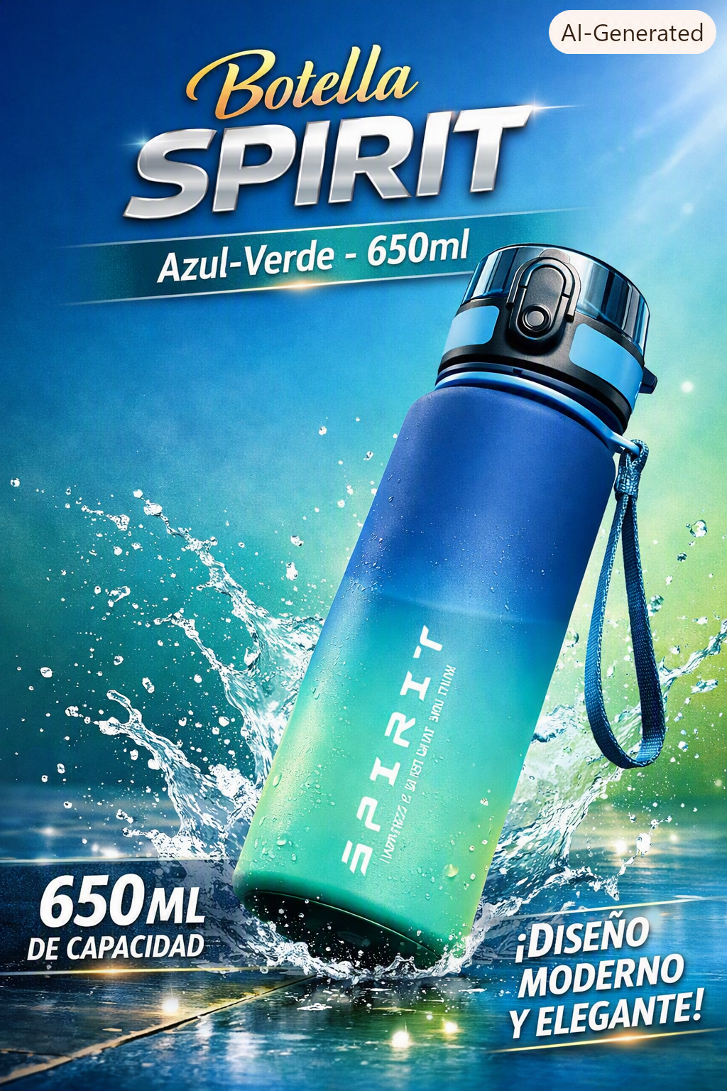 Botella de Agua Deportiva con Degradado – Gran Capacidad, Resistente al Calor, para Niños, Estudiantes y Fitness