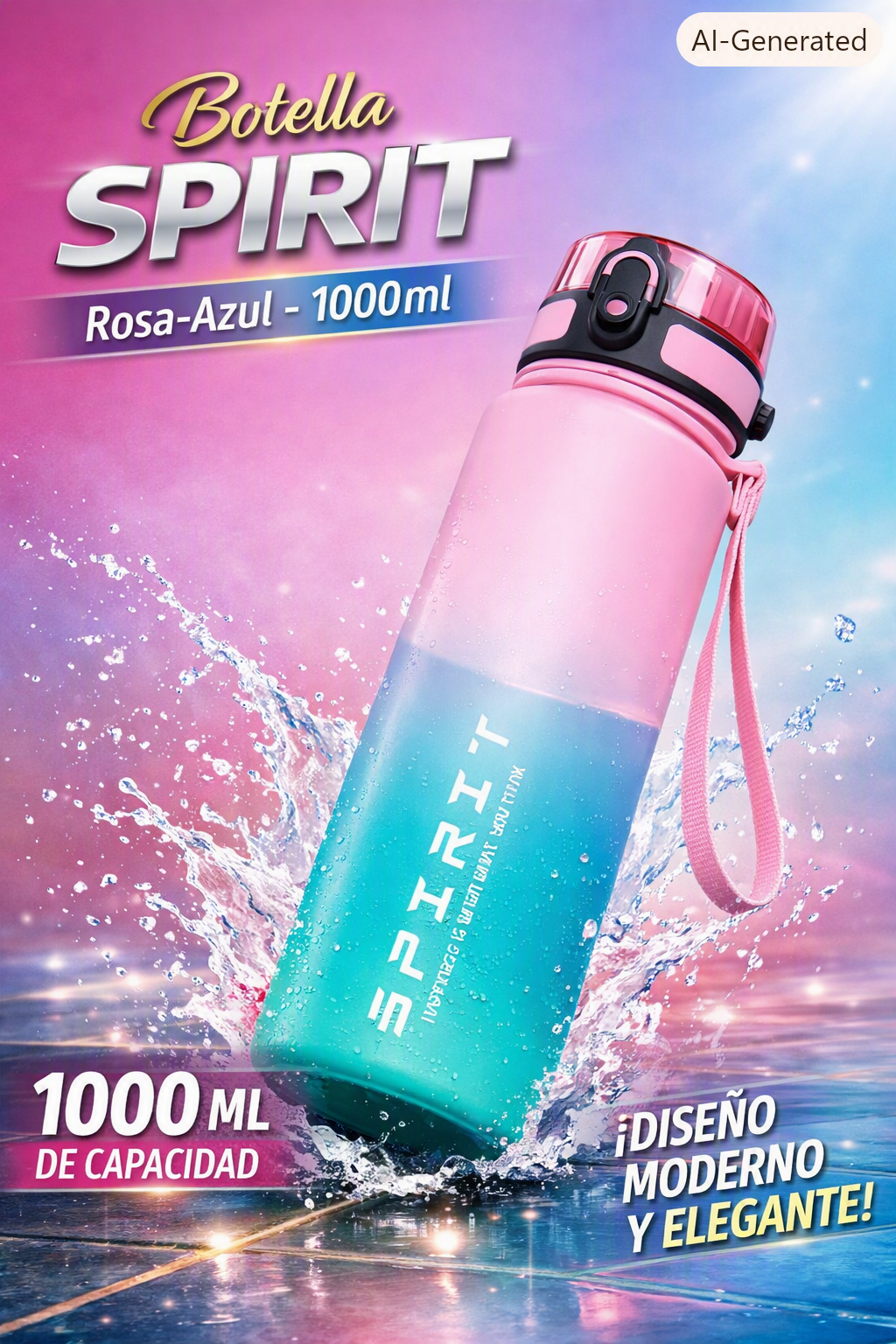 Botella de Agua Deportiva con Degradado – Gran Capacidad, Resistente al Calor, para Niños, Estudiantes y Fitness