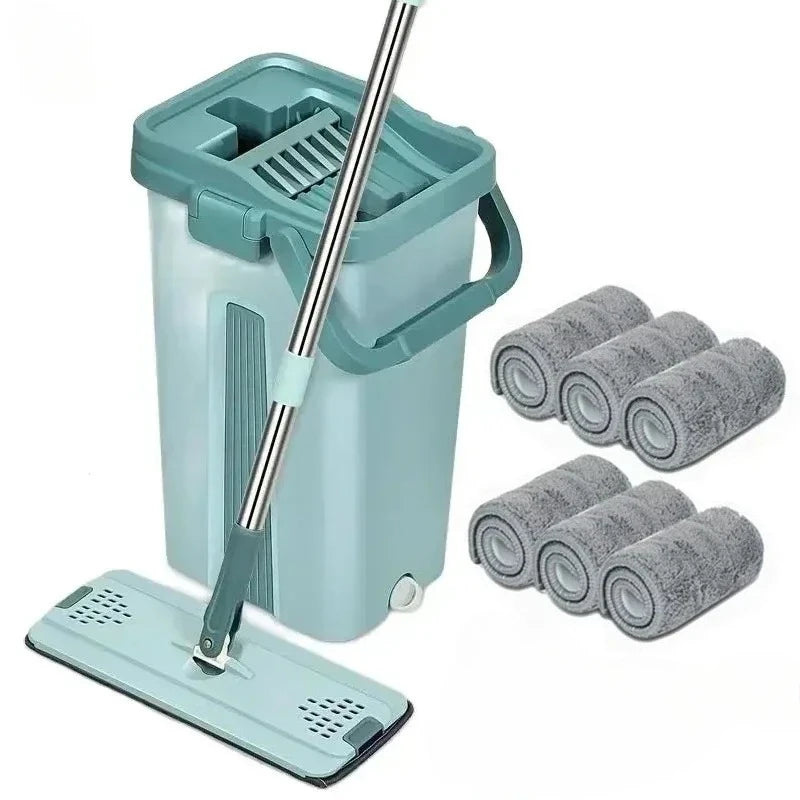 Sistema de Limpieza Pro: Mopa Plana Con Cubo Doble y Microfibra (Cero Marcas, Cero Esfuerzo)