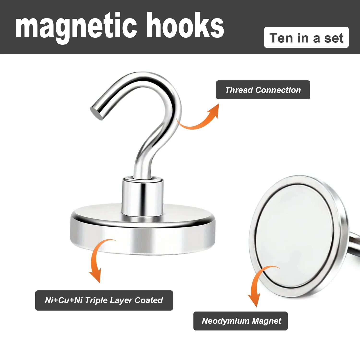 Ganchos Magnéticos Super Potentes con Imanes de Neodimio para Baño, Cocina y Organización del Hogar